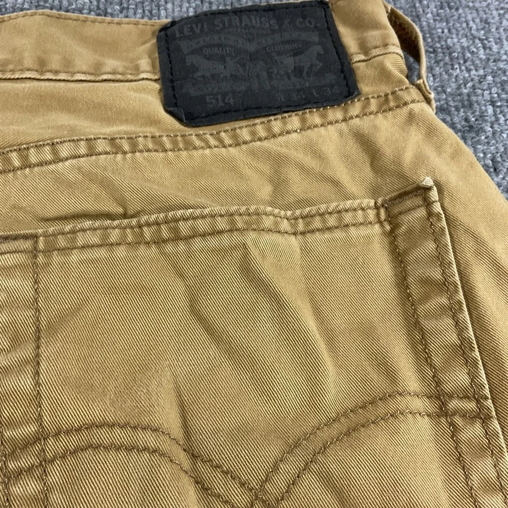 Levi's 514 Straight Jeans Men 34x34 Tan Khaki Denim Pants Levi Strauss 514 Strai